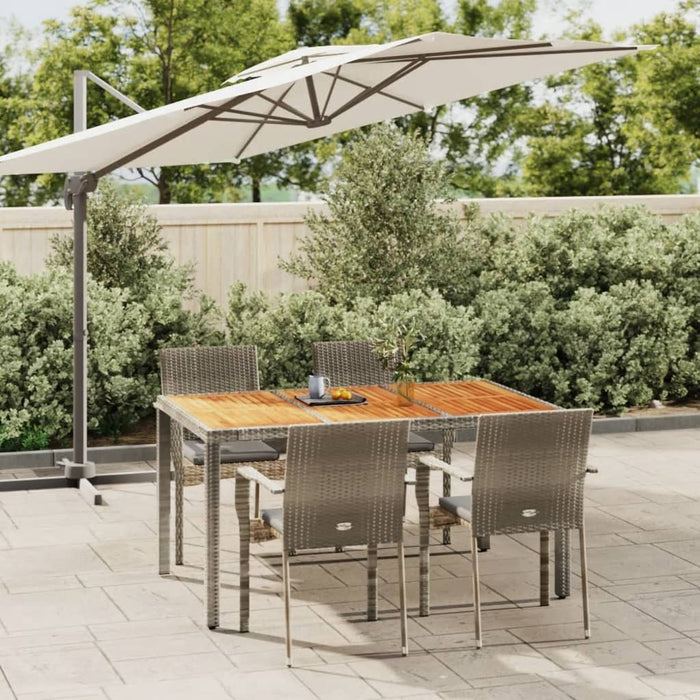 5-tlg. Garten-Essgruppe mit Kissen Grau Poly Rattan