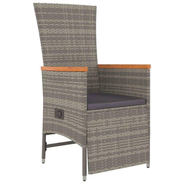 3-tlg. Garten-Essgruppe mit Kissen Schwarz Poly Rattan