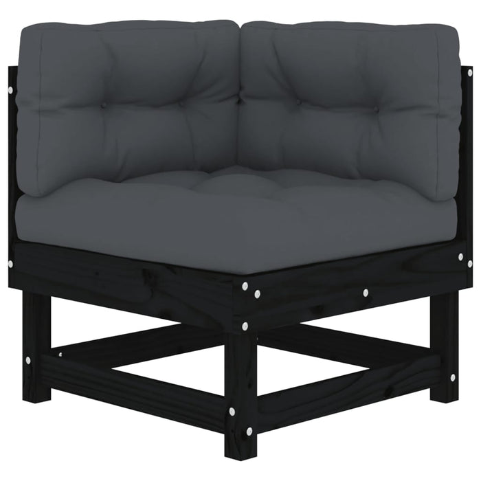 5-tlg. Garten-Lounge-Set mit Kissen Schwarz Massivholz