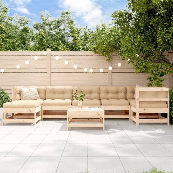 8-tlg. Garten-Lounge-Set mit Kissen Massivholz