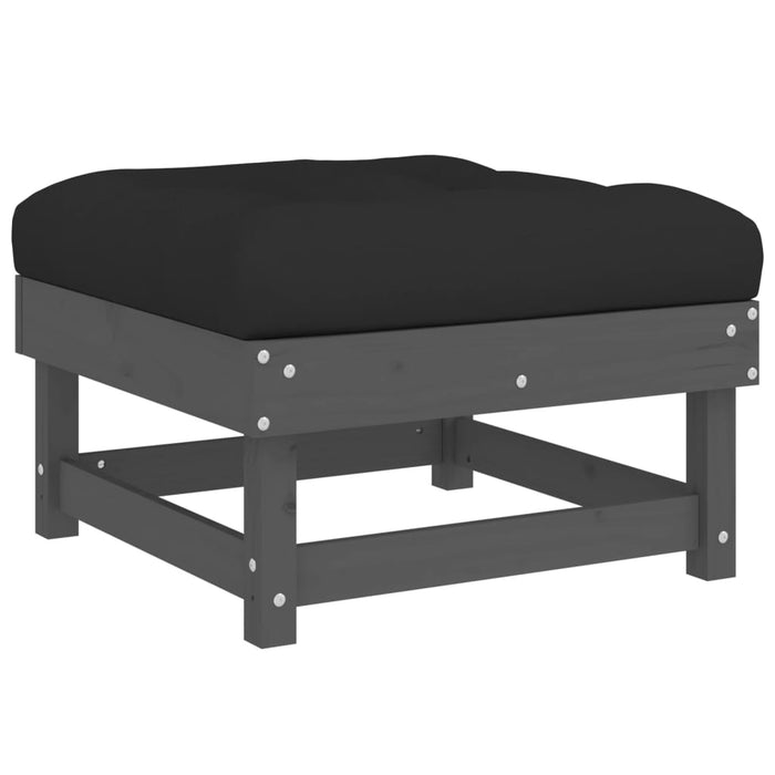 8-tlg. Garten-Lounge-Set mit Kissen Grau Massivholz