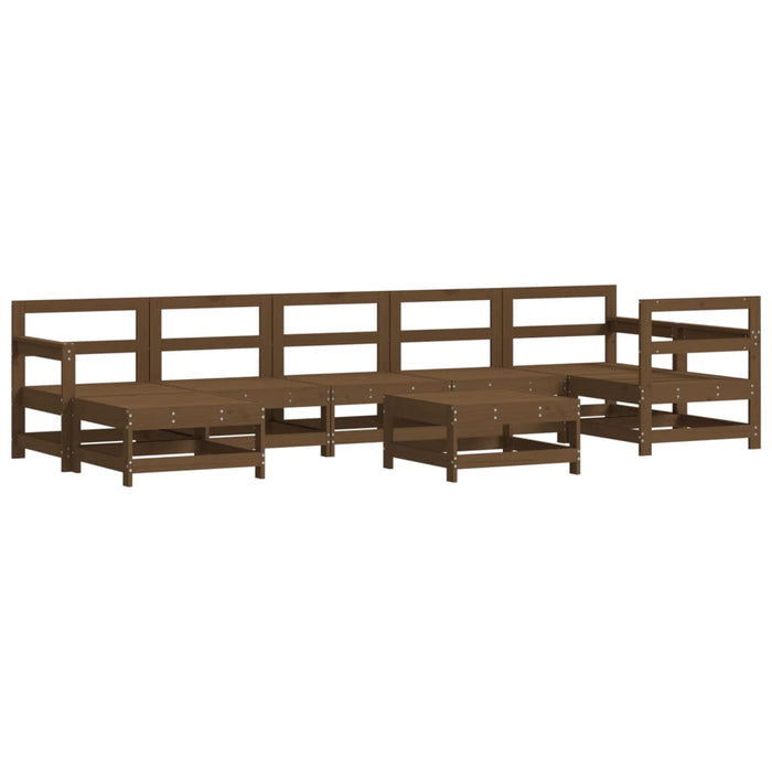 8-tlg. Garten-Lounge-Set mit Kissen Honigbraun Massivholz