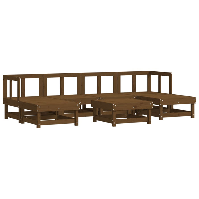 7-tlg. Garten-Lounge-Set mit Kissen Honigbraun Massivholz