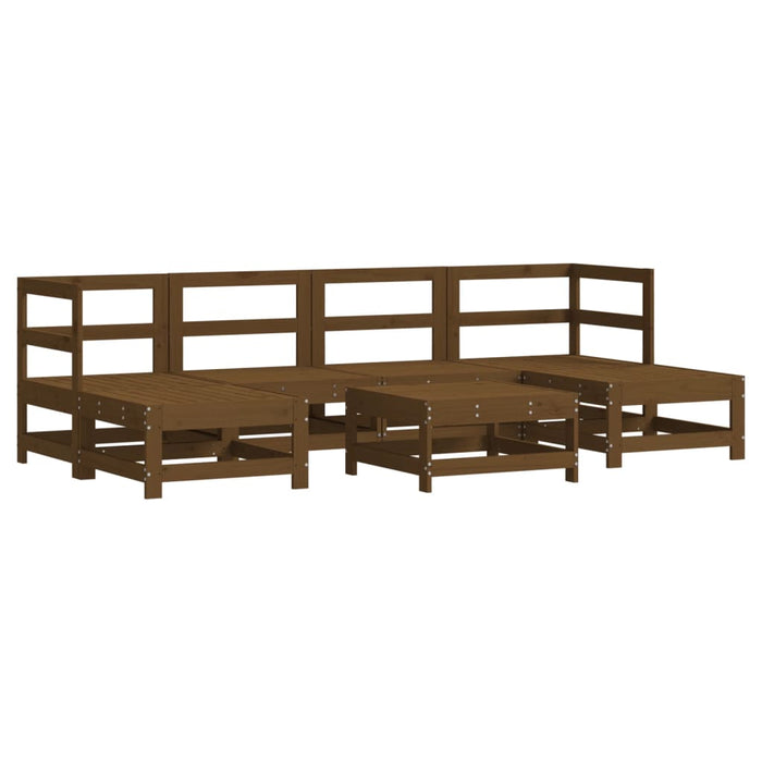 7-tlg. Garten-Lounge-Set mit Kissen Honigbraun Massivholz