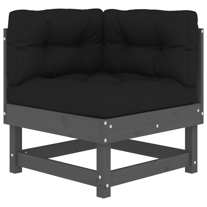 6-tlg. Garten-Lounge-Set mit Kissen Grau Massivholz