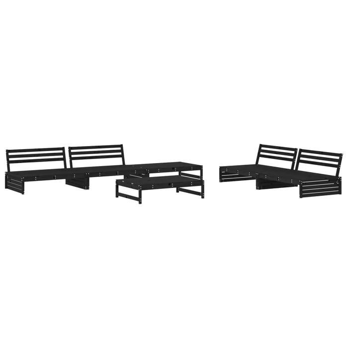 6-tlg. Garten-Lounge-Set mit Kissen Schwarz Massivholz