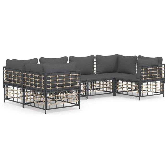 6 pcs. Garden lounge set with cushions anthracite poly rattan