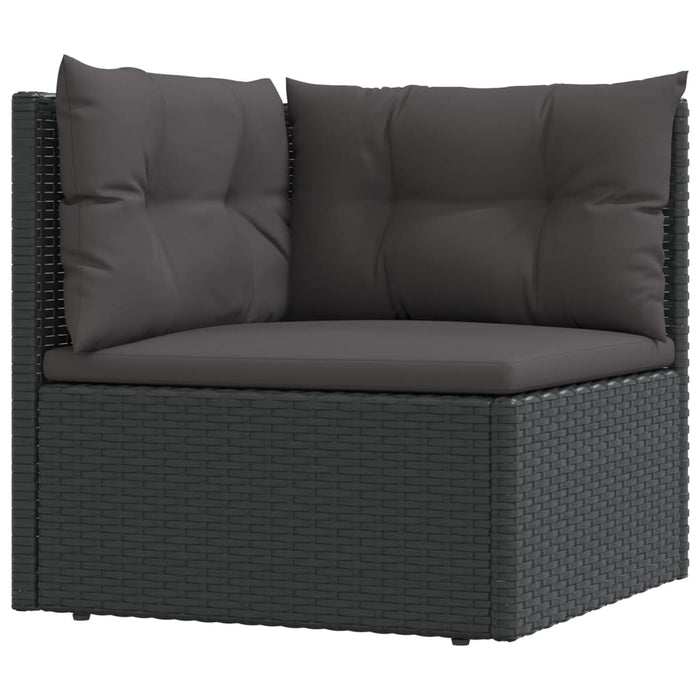 10-tlg. Garten-Lounge-Set mit Kissen Schwarz Poly Rattan