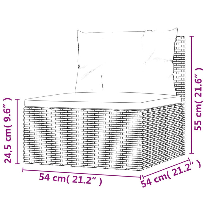 8-tlg. Garten-Lounge-Set mit Kissen Grau Poly Rattan