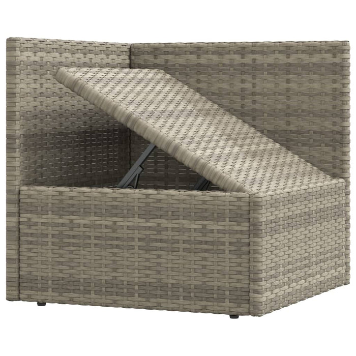 9-tlg. Garten-Lounge-Set mit Kissen Grau Poly Rattan