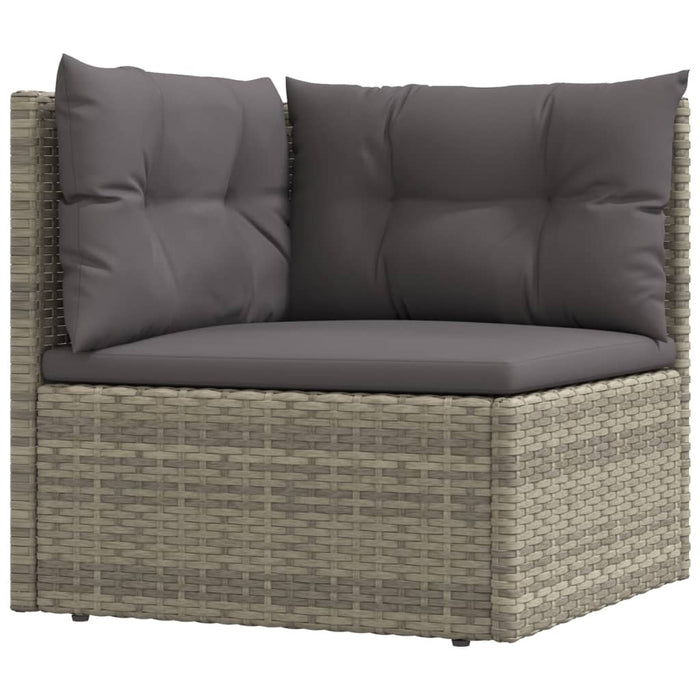 9-tlg. Garten-Lounge-Set mit Kissen Grau Poly Rattan