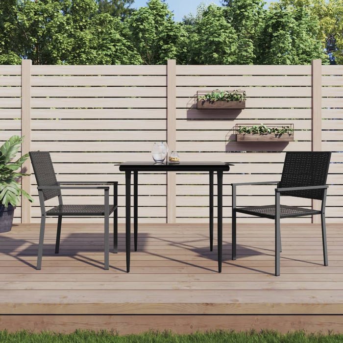 3-tlg. Garten-Essgruppe Poly Rattan und Stahl