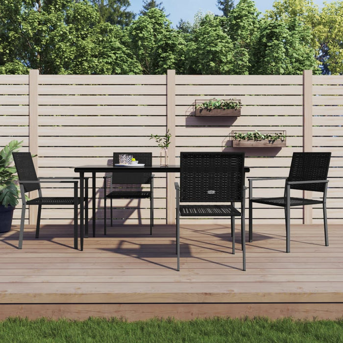 5-tlg. Garten-Essgruppe Poly Rattan und Stahl