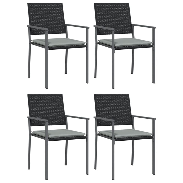 Gartenstühle mit Kissen 4 Stk. Schwarz 54x62,5x89cm Poly Rattan