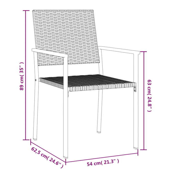Gartenstühle 4 Stk. Schwarz 54x62,5x89 cm Poly Rattan