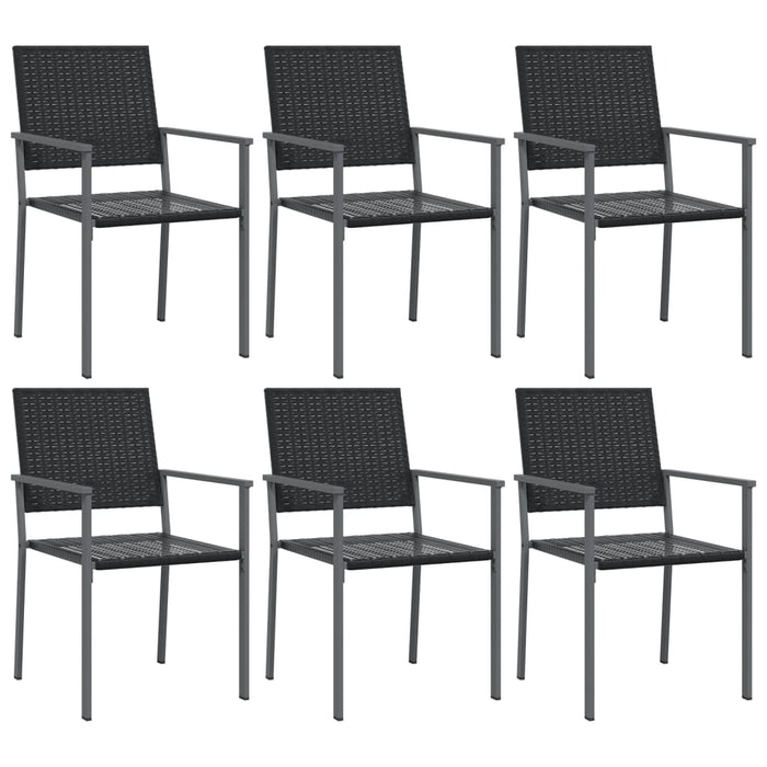 Gartenstühle 6 Stk. Schwarz 54x62,5x89 cm Poly Rattan
