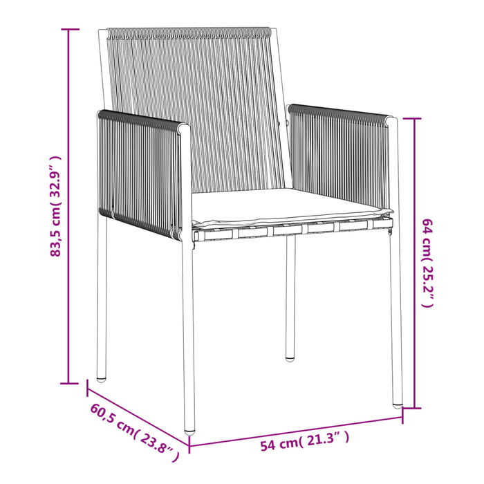 Gartenstühle mit Kissen 4 Stk. Schwarz 54x60,5x83,5 cm