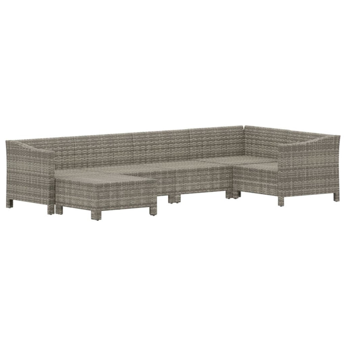 6-tlg. Garten-Lounge-Set mit Kissen Grau Poly Rattan