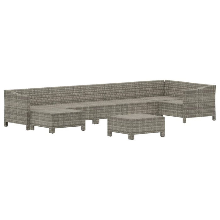 8-tlg. Garten-Lounge-Set mit Kissen Grau Poly Rattan