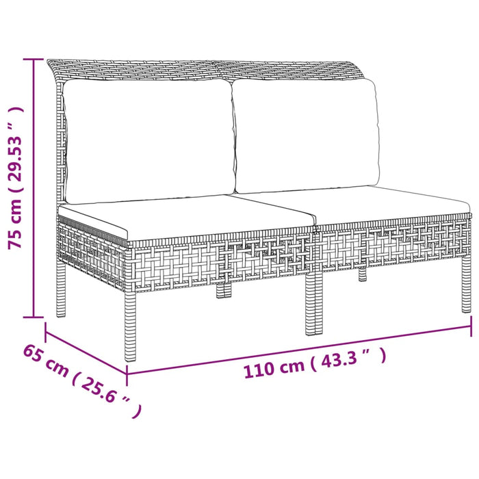 11-tlg. Garten-Lounge-Set mit Kissen Grau Poly Rattan