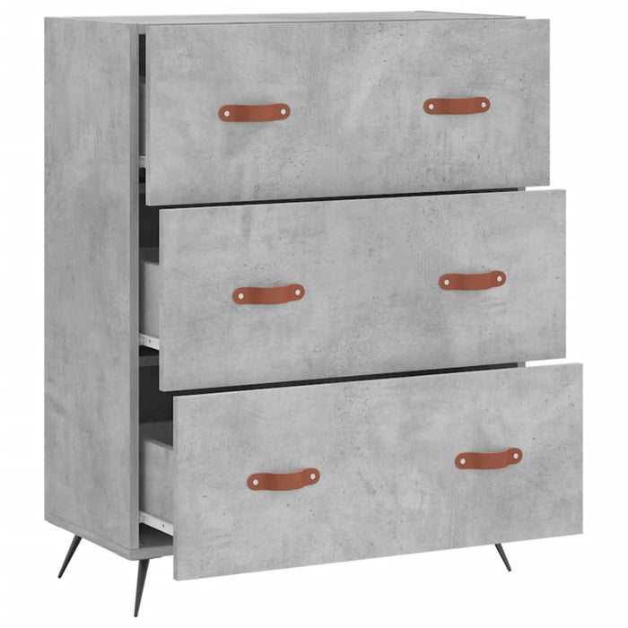 Chest of drawers concrete gray 69.5x34x90 cm made of wood