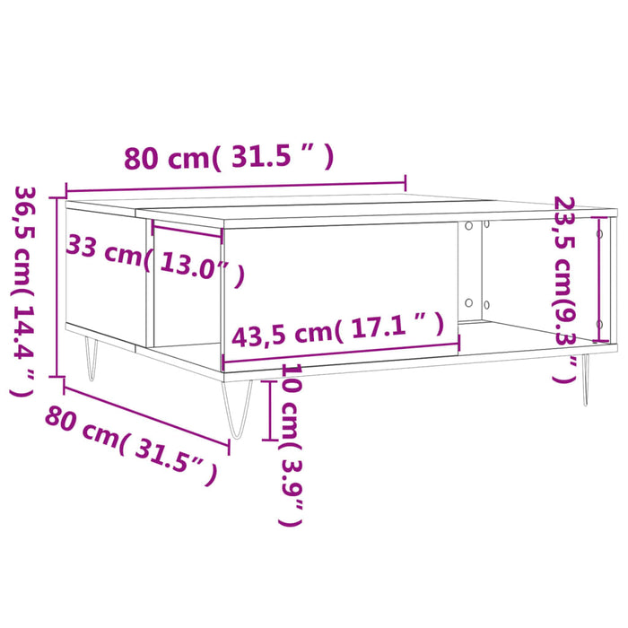 Couchtisch Weiß 80x80x36,5 cm Holzwerkstoff