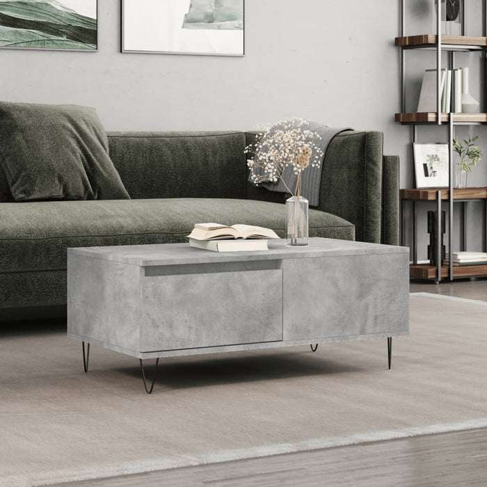 Coffee table concrete gray 90x50x36.5 cm made of wood