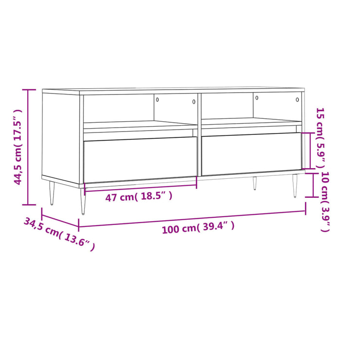 TV-Schrank Grau Sonoma 100x34,5x44,5 cm Holzwerkstoff