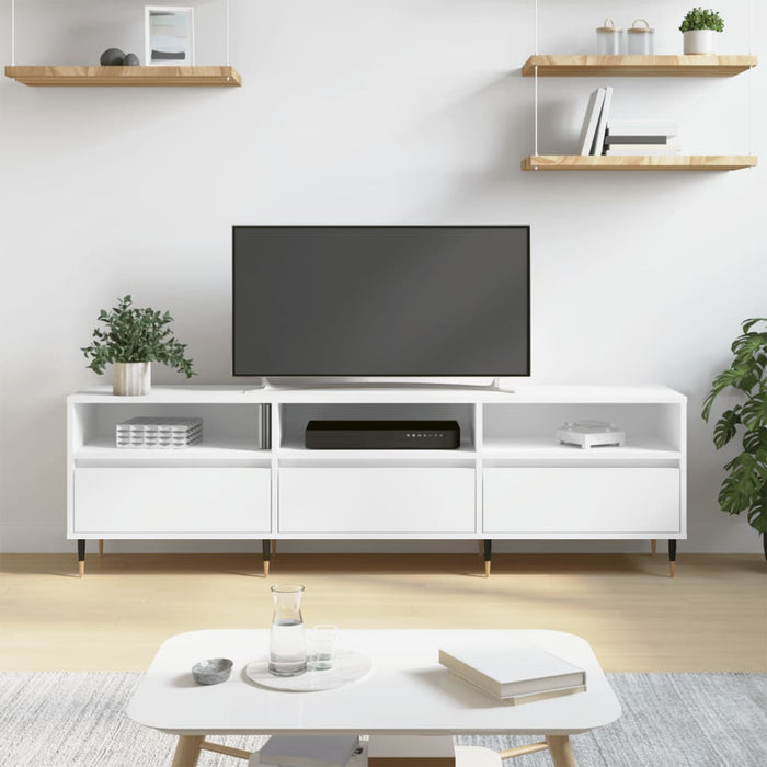 TV cabinet white 150x30x44.5 cm made of wood