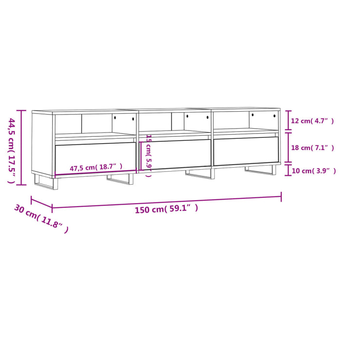 TV-Schrank Grau Sonoma 150x30x44,5 cm Holzwerkstoff