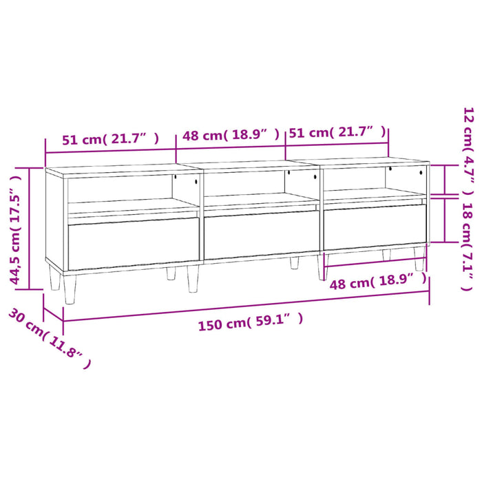 TV-Schrank Sonoma-Eiche 150x30x44,5 cm Holzwerkstoff