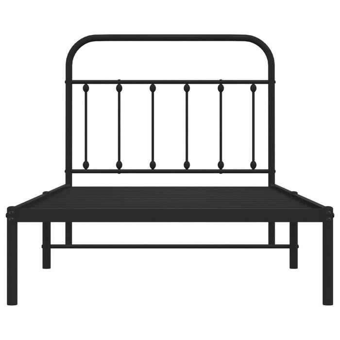 Bettgestell mit Kopfteil Metall Schwarz 100x190 cm