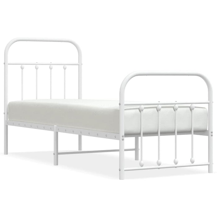Bettgestell mit Kopf- und Fußteil Metall Weiß 75x190 cm