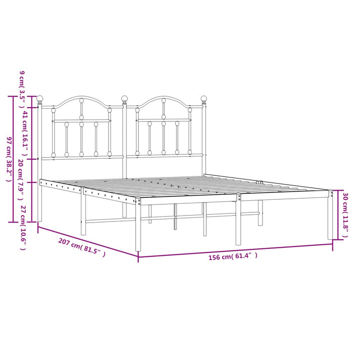 Bettgestell mit Kopfteil Metall Weiß 150x200 cm