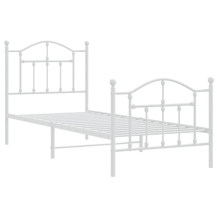 Bettgestell mit Kopf- und Fußteil Metall Weiß 80x200 cm