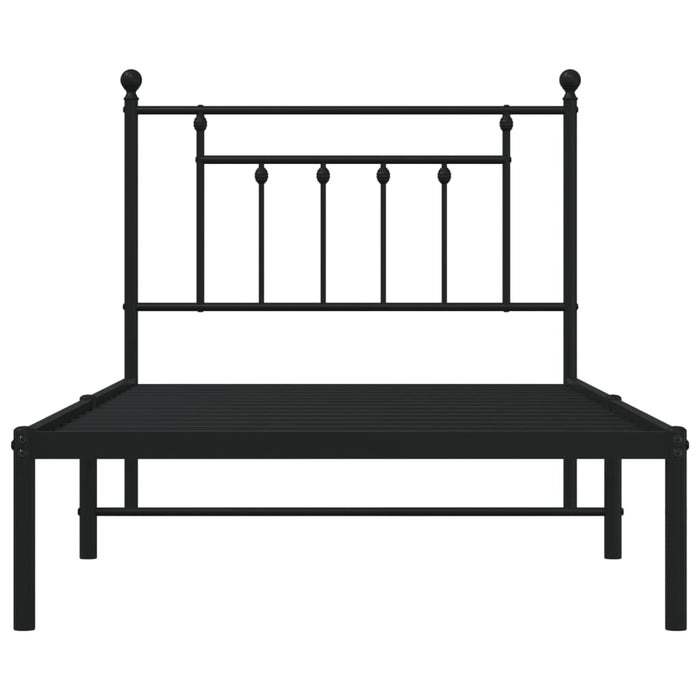 Bettgestell mit Kopfteil Metall Schwarz 100x190 cm
