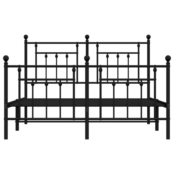 Bettgestell mit Kopf- und Fußteil Metall Schwarz 140x190 cm