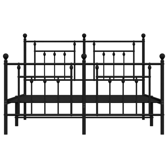 Bettgestell mit Kopf- und Fußteil Metall Schwarz 150x200 cm