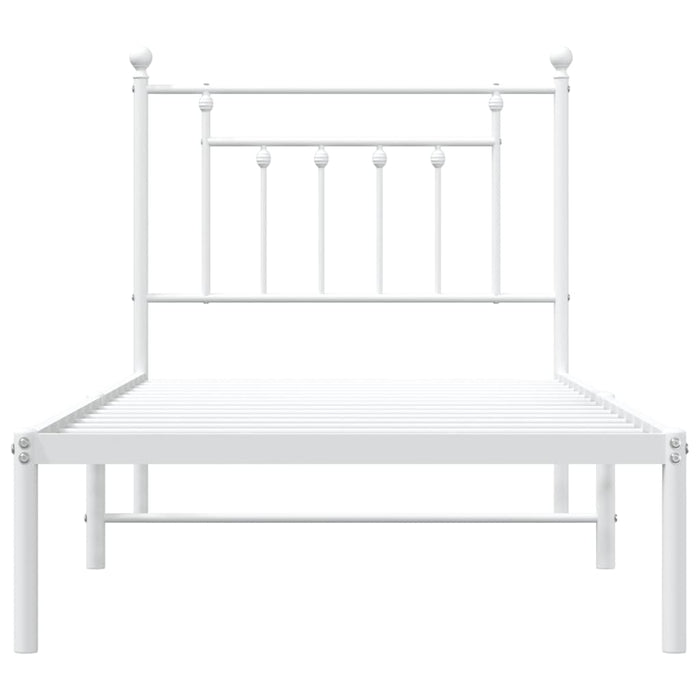 Bettgestell mit Kopfteil Metall Weiß 90x200 cm