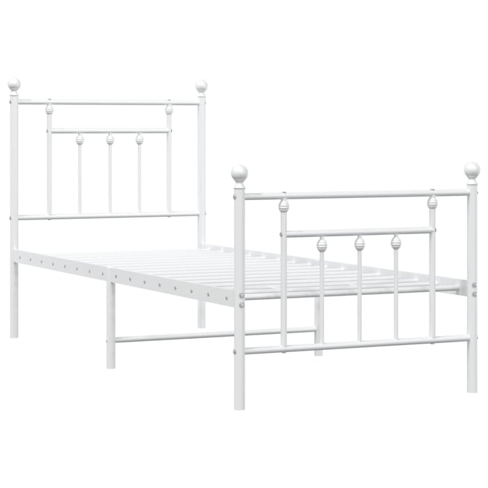 Bettgestell mit Kopf- und Fußteil Metall Weiß 75x190 cm