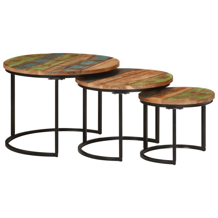 Nesting tables 3 pcs. Recycled solid wood