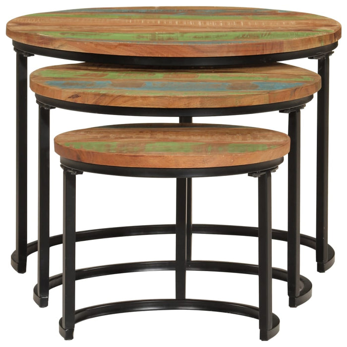 Nesting tables 3 pcs. Recycled solid wood