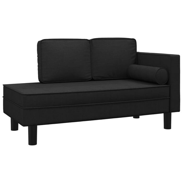 Chaiselongue mit Kissen und Nackenrolle Schwarz Stoff