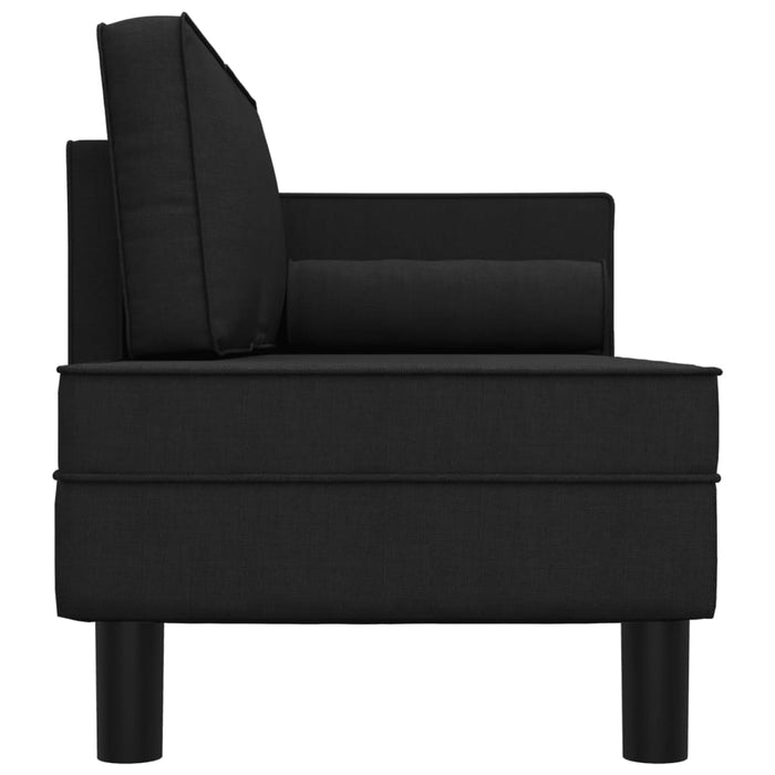 Chaiselongue mit Kissen und Nackenrolle Schwarz Stoff