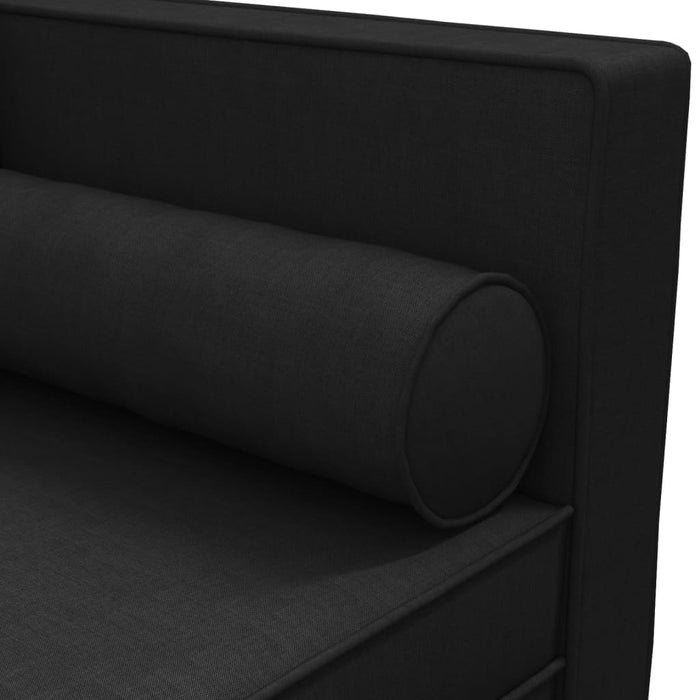 Chaiselongue mit Kissen und Nackenrolle Schwarz Stoff