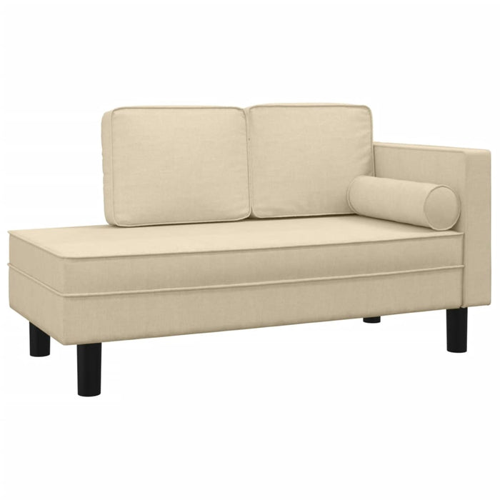 Chaiselongue mit Kissen und Nackenrolle Creme Stoff