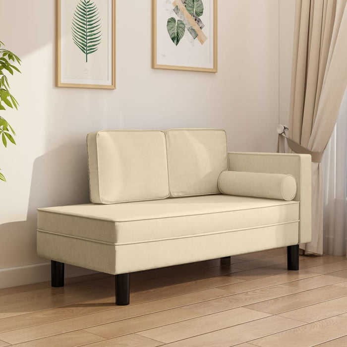 Chaiselongue mit Kissen und Nackenrolle Creme Stoff