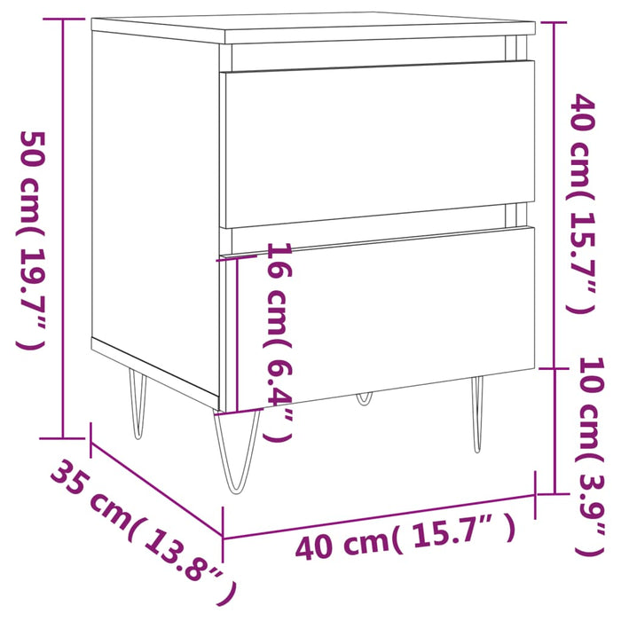 Nachttische 2 Stk. Grau Sonoma 40x35x50 cm Holzwerkstoff