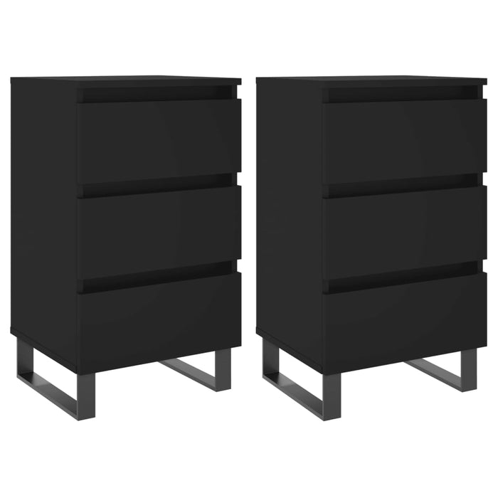 Nachttische 2 Stk. Schwarz 40x35x69 cm Holzwerkstoff