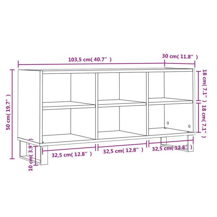 TV-Schrank Daniel in Weiß 103,5x30x50 cm Holzwerkstoff